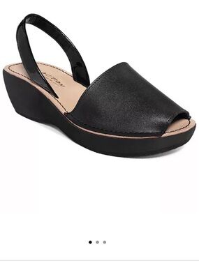 Kenneth Cole Reaction Black Open-Back Leather Flats “Fine Glass”